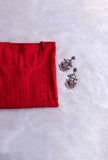 Graceful Chanderi Embroidered Baby Red Chikankari Kurti and Pant Set