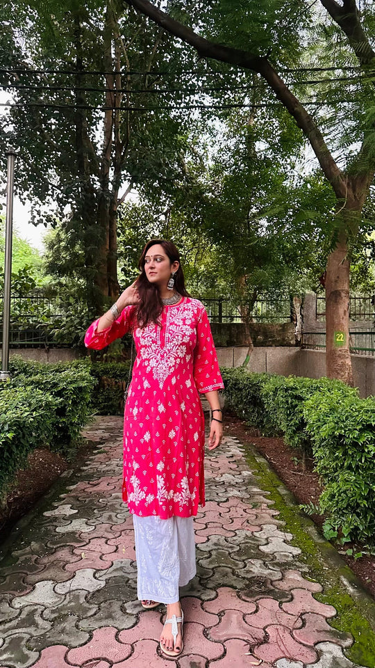 Mahira Rayon Printed Chikankari Kurti