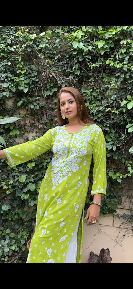 Mahira Rayon Printed Chikankari Kurti