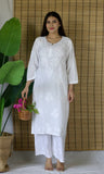 Elegant Chanderi Chikankari Long Kurta