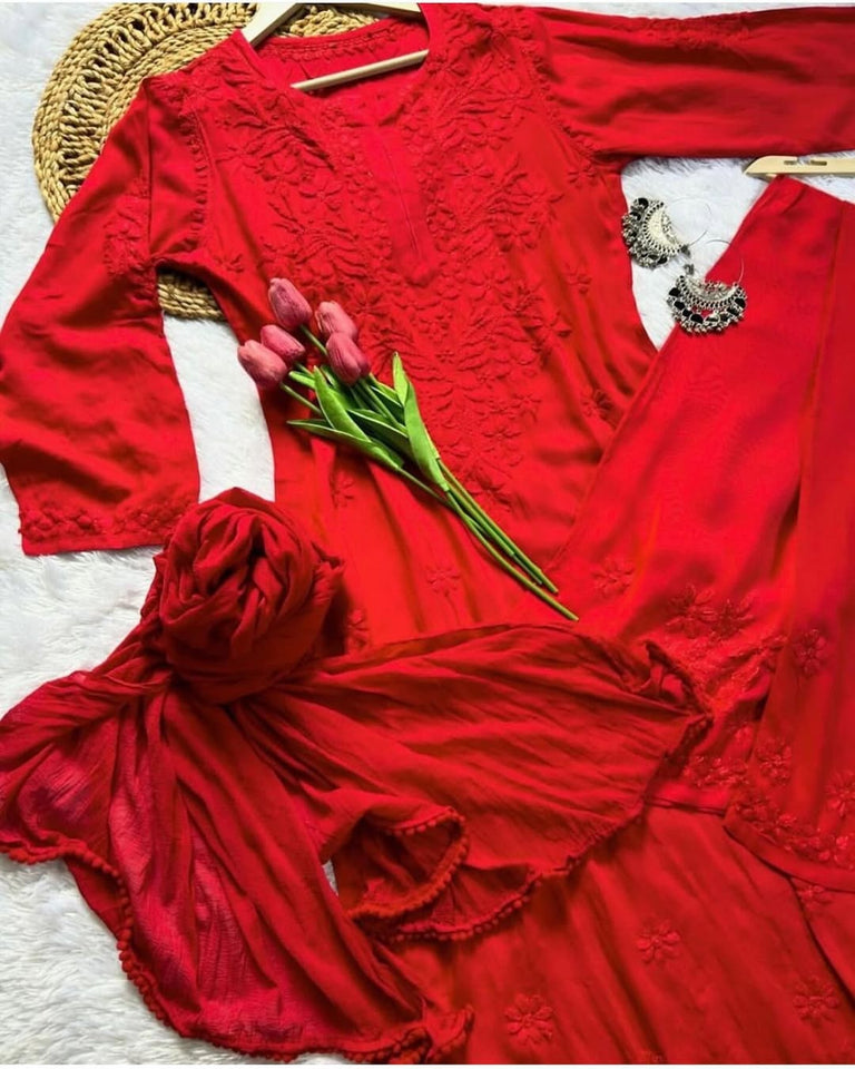 Lucknow Chikankari Handwork Embroidered Kurti