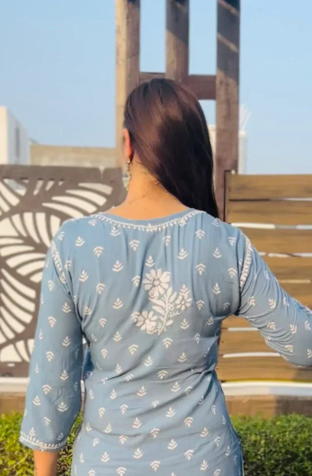 Mahira Rayon Printed Chikankari Kurti