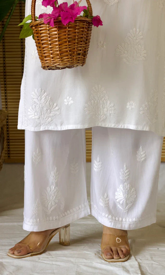 Elegant Chanderi Chikankari Long Kurta