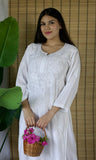 Elegant Chanderi Chikankari Long Kurta