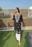 Mahira black mul mul kurta