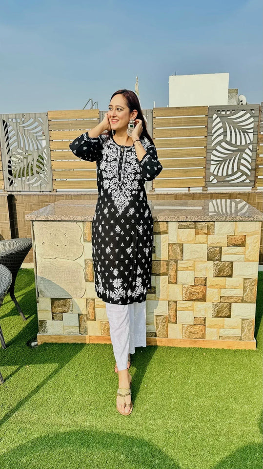 Mahira Rayon Printed Chikankari Kurti