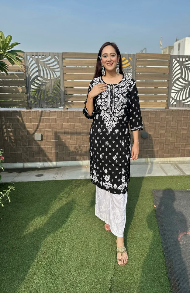 Mahira Rayon Printed Chikankari Kurti
