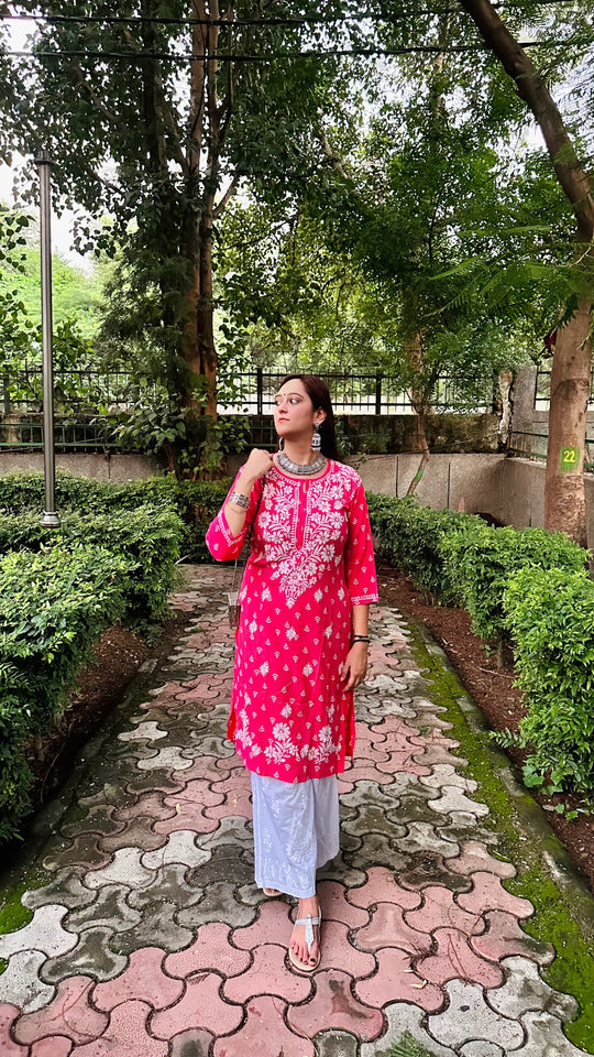 Mahira Rayon Printed Chikankari Kurti