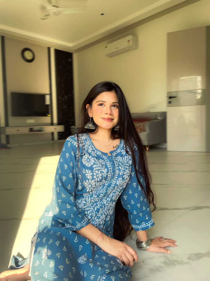 Mahira Rayon Printed Chikankari Kurti