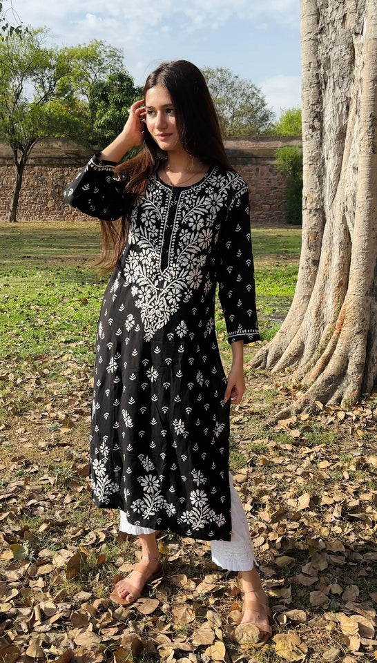 Mahira Rayon Printed Chikankari Kurti