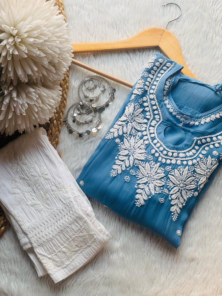 Elegant Embroidered Viscose Kurti – Vibrant Hues, Timeless Grace