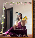 Plum Blossom Embroidered Co-Ord Set | Sleeveless