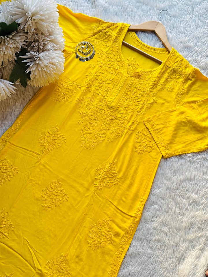 Beautiful Rose Boota Rayon Kurti