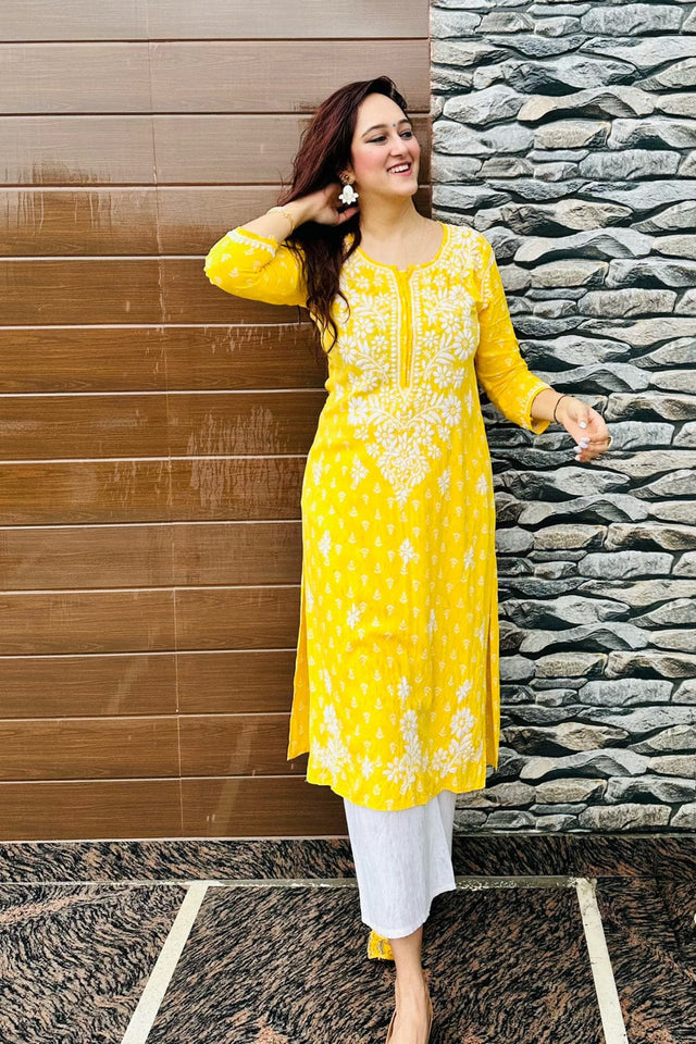 Mahira Rayon Printed Chikankari Kurti