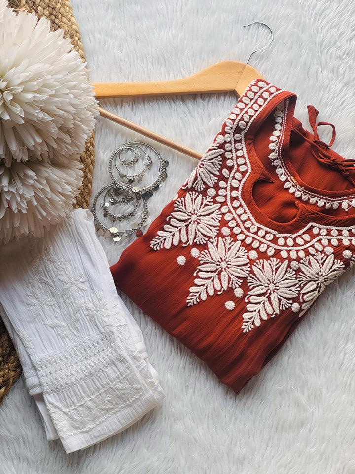 Elegant Embroidered Viscose Kurti – Vibrant Hues, Timeless Grace