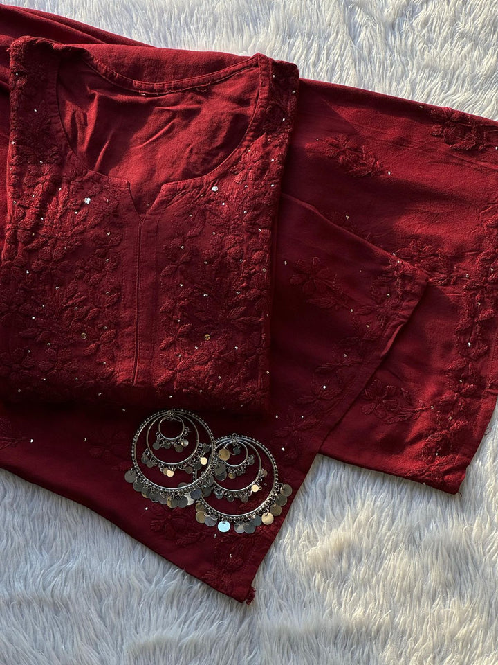 Premium Viscose Ghass Patti Kurti Set