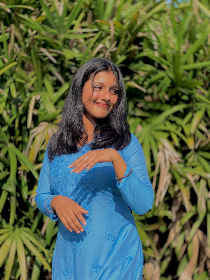 Lucknow Chikankari Handwork Embroidered Kurti