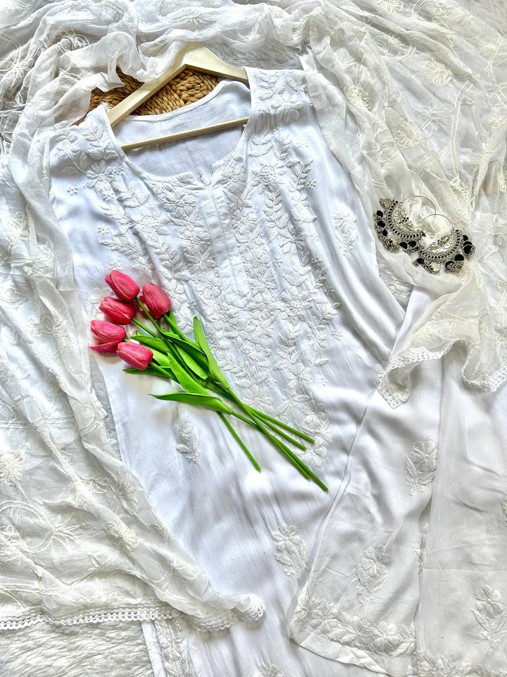 Lucknow Chikankari Handwork Embroidered Kurti