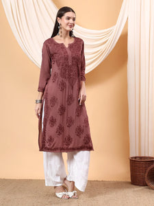 Graceful Brown Chikankari Set