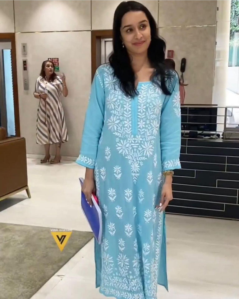 Shraddha kapoor sky blue modal kurti